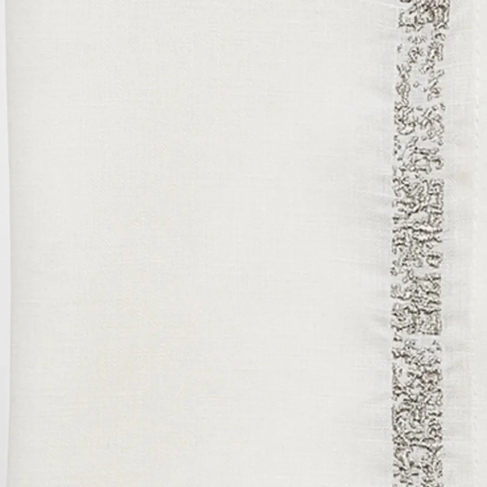 NWT KIM SEYBERT WHITE LINEN & SILVER METALLIC THREAD SET OF 2 impression napkin